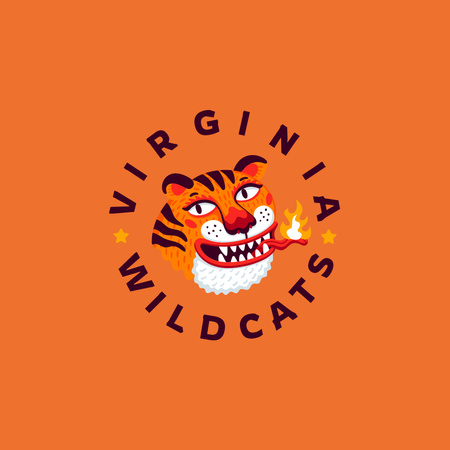 Sport Club Emblem with Tiger Logo Design Template