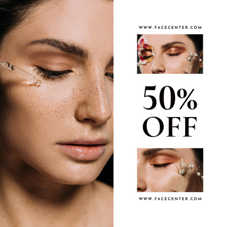 Collage with Discounted Skin Care Serum Instagram Design Template