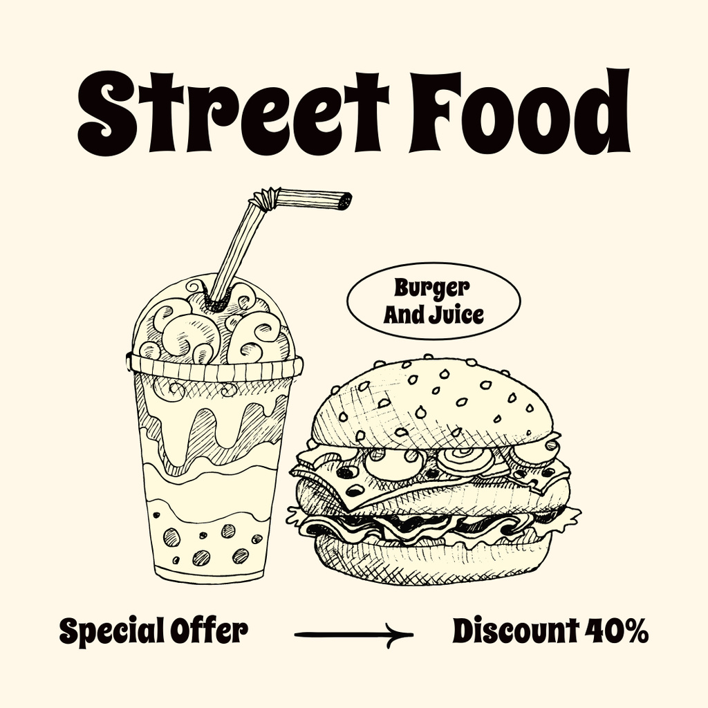 Illustration of Street Food Instagram Design Template