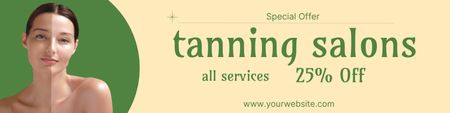 Discount on All Services of Tanning Salon on Green Twitter Design Template