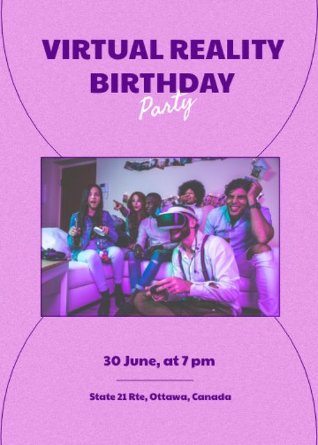 Virtual Birthday Party for Friends Invitation Design Template