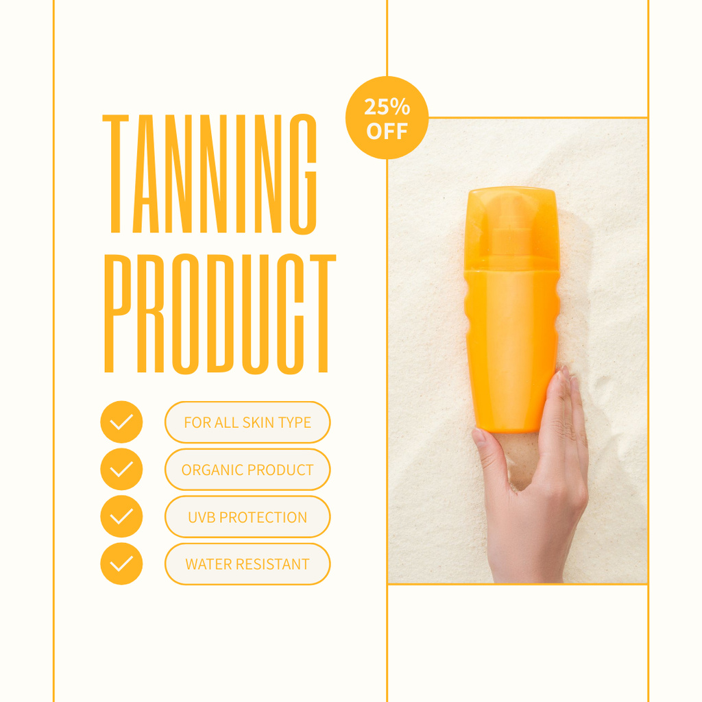 Promotional Offer Discounts on Tanning Cosmetics Instagramデザインテンプレート