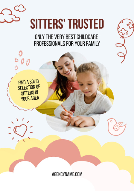 Childcare Professional Service with Cute Girl Poster 28x40in Design Template