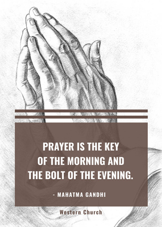 Designvorlage Quote about Religion with Hands of Prayer für Flyer A6