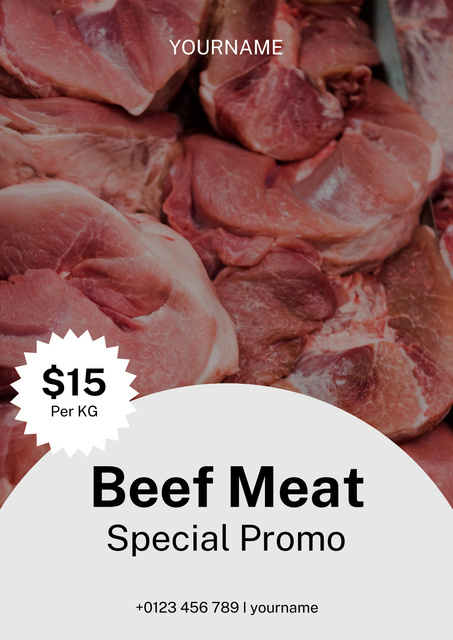 Plantilla de diseño de Special Promo For Beef Meat Grocery Poster 