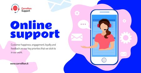 Online Support services on Phone Facebook AD Šablona návrhu