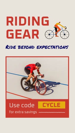 Modèle de visuel Équipement personnalisé pour les cyclistes avec code promotionnel - Instagram Video Story