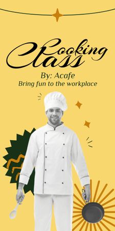 Cooking Courses Ad with Cute Chef Graphic Tasarım Şablonu
