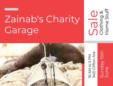 Ontwerpsjabloon van Postcard 4.2x5.5in van Charity Sale Announcement Clothes On Hangers