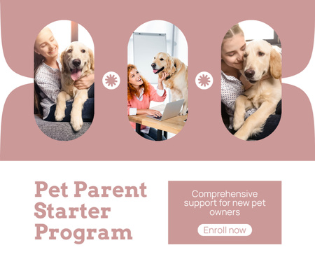 Dog Parent Starter Program Announcement on Pink Facebook Design Template