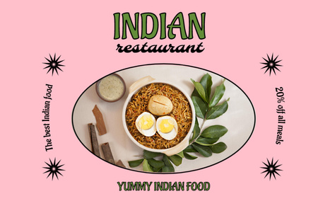 Indian Restaurant Ad with Traditional Dish Flyer 5.5x8.5in Horizontal Design Template