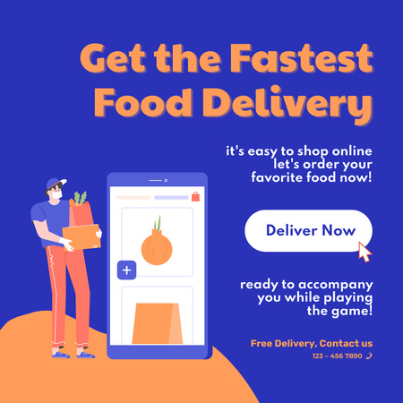 Food Delivery Service Offer Instagram AD Design Template