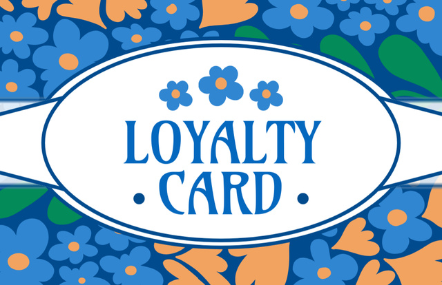 Simple Floral Pattern Illustrated Loyalty Program Business Card 85x55mm Modelo de Design