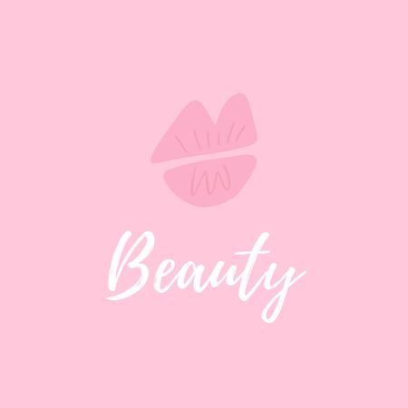 Beauty Salon Ad with Lips Logoデザインテンプレート