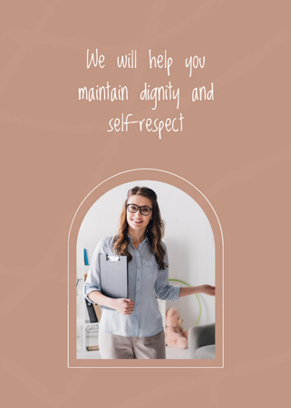 Platilla de diseño Self Respect Course Offer with Woman Coach Postcard 5x7in Vertical