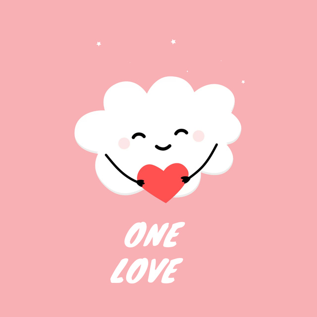 Smiling cloud hugging heart Animated Post Design Template