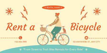 Ontwerpsjabloon van Twitter van Huur een fiets voor actieve vrijetijdsbesteding