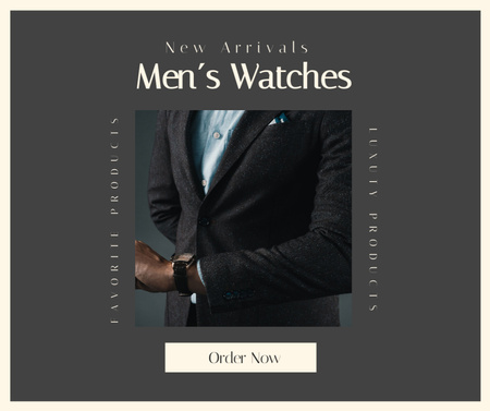 Ontwerpsjabloon van Facebook van Nieuwe collectie horloges promotie in grijs