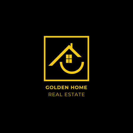 Anúncio de agência imobiliária de última geração com emblema em preto Logo Modelo de Design
