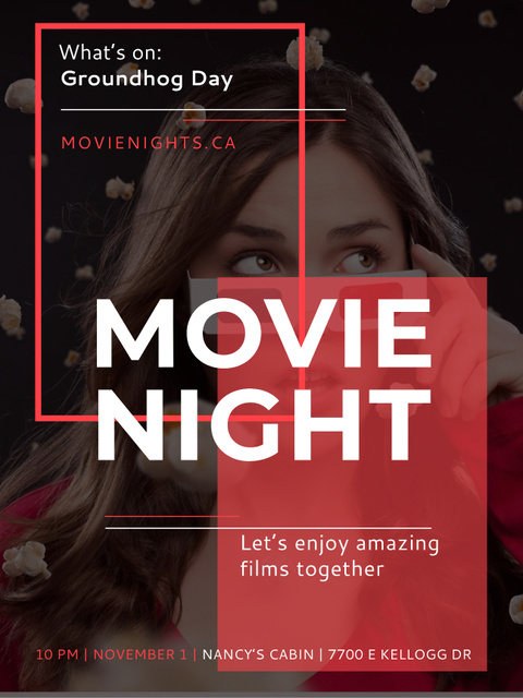 Movie Night Event Woman in 3d Glasses Poster US – шаблон для дизайну