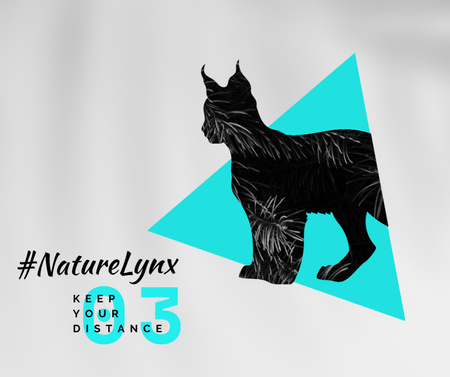 Nature and Wildlife Protection Promotion with Wild Lynx Silhouette on Blue Facebook Design Template