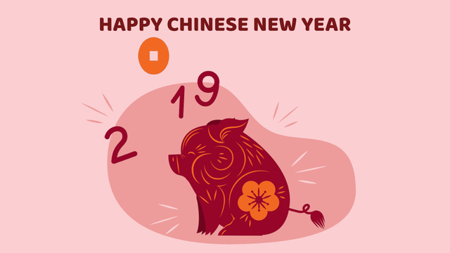 Happy Chinese New Year Pig with Coin Full HD video Design Template
