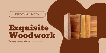Designvorlage Kostenlose Tischlerberatung und Förderung von Holzarbeiten für Twitter