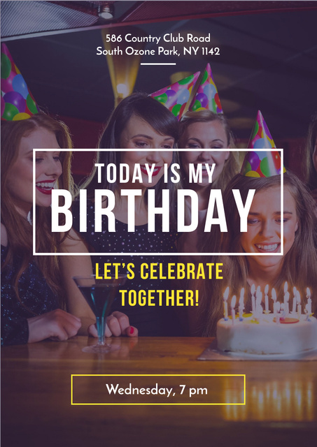 Birthday party with People celebrating Poster Design Template