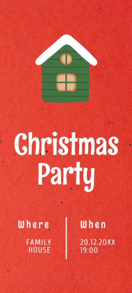 Platilla de diseño Christmas Party Announcement with Tiny House on Red Invitation 9.5x21cm
