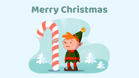 Christmas elf with candy cane Full HD video Design Template