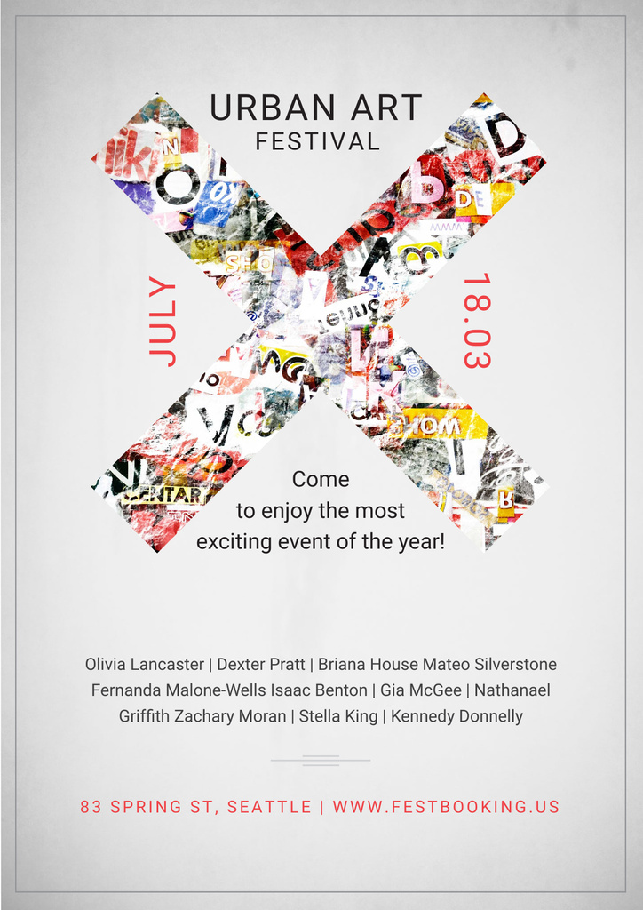 Plantilla de diseño de Urban Art Festival Invitation Poster 