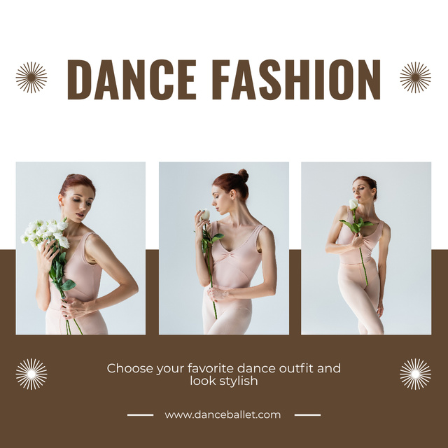 Choreography Class Ad with Beautiful Woman with Bouquet Instagram Design Template