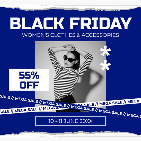 Black Friday Sale of Clothes and Accessories Instagram Design Template