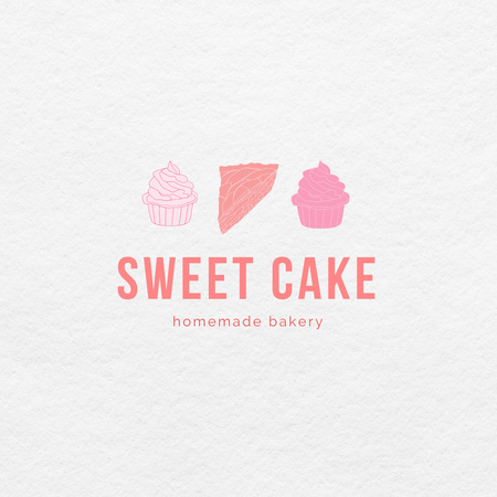 Bakery Ad with Yummy Cupcakes Logo Design Template