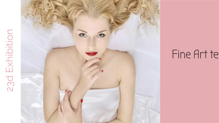 Woman resting in bed with silk linen FB event cover Modelo de Design