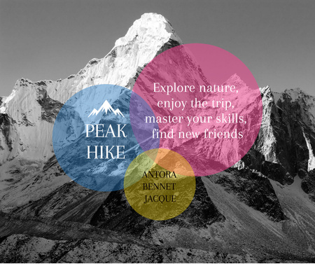 Designvorlage Hike Trip Announcement Scenic Mountains Peaks für Facebook
