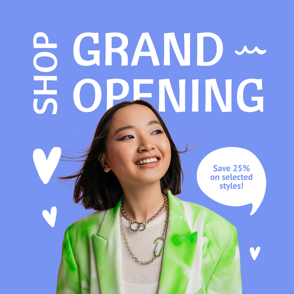 Ontwerpsjabloon van Instagram van Discount Offer For Shop Grand Opening