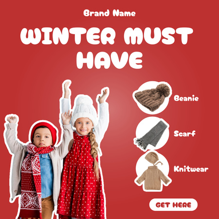 Winter Clothes Store for Kids Instagram Design Template