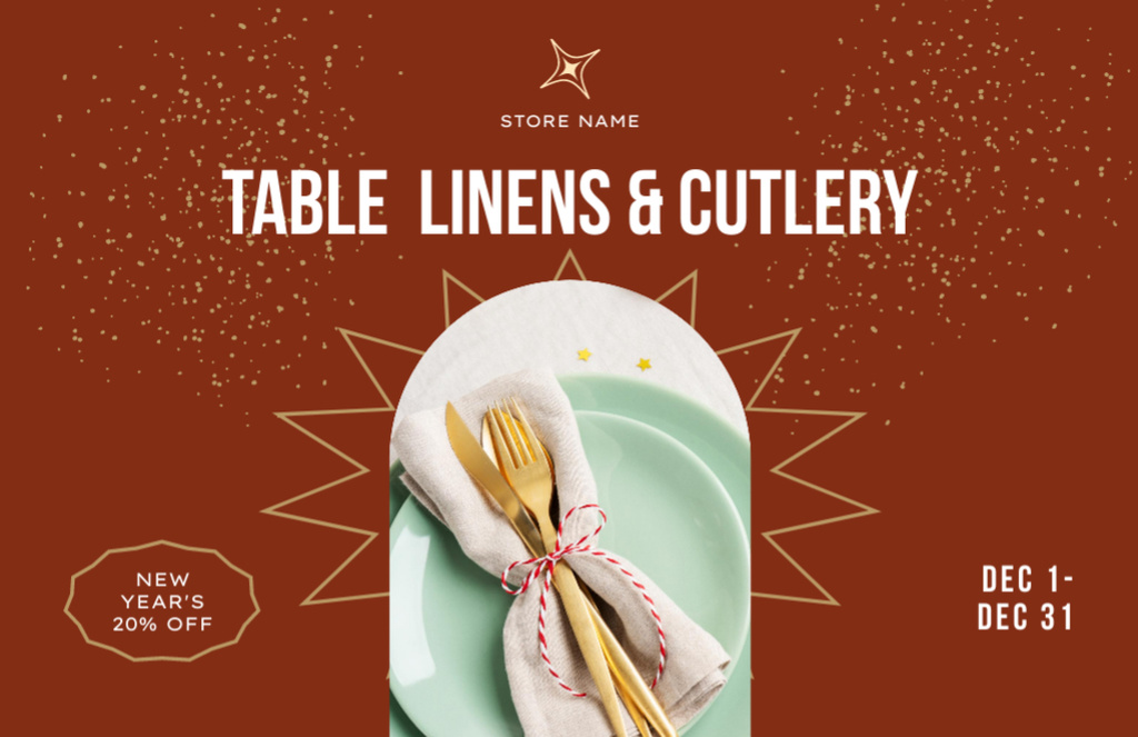 Template di design Special New Year Offer of Festive Cutlery Sale Flyer 5.5x8.5in Horizontal