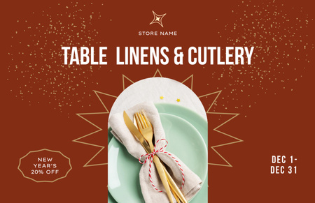Special New Year Offer of Festive Cutlery Sale Flyer 5.5x8.5in Horizontal Design Template