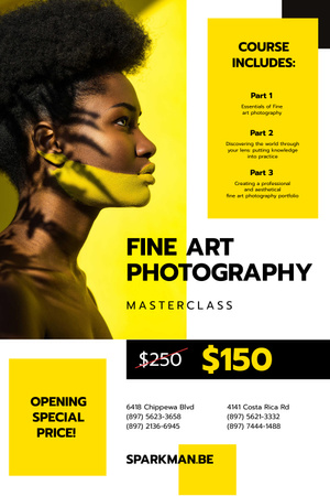Photography Masterclass Promotion with Young Woman Pinterest Design Template