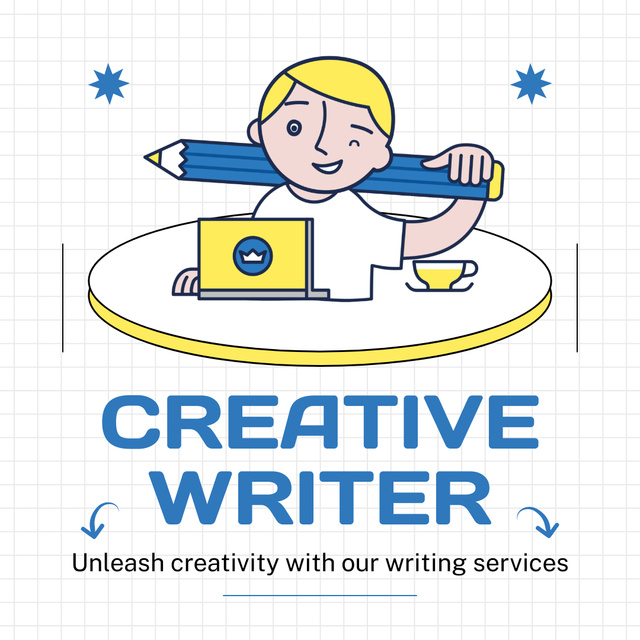 Plantilla de diseño de Specialist Offer Creative Writing Service For Business Animated Post 