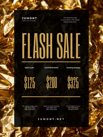 Festive Dresses And Suits Sale Offer In Gold Poster US Design Template