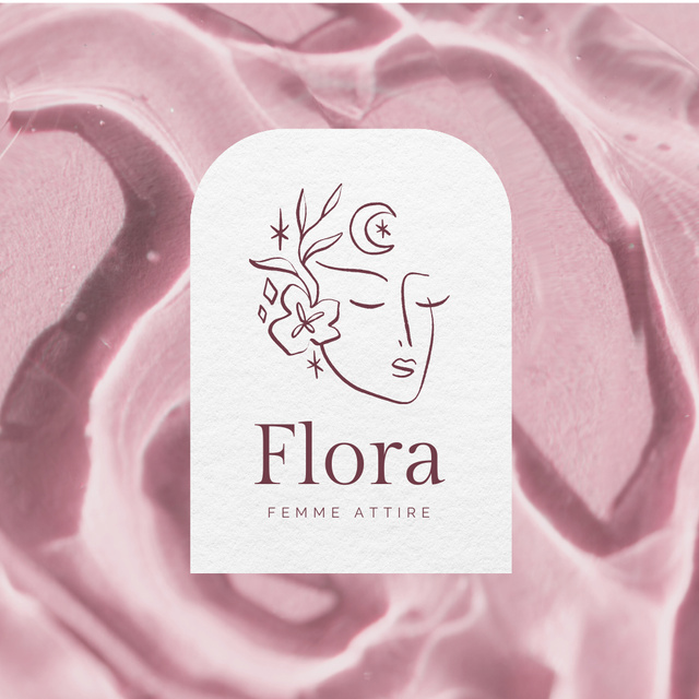 Floral Shop Emblem with Beautiful Woman Logo Tasarım Şablonu