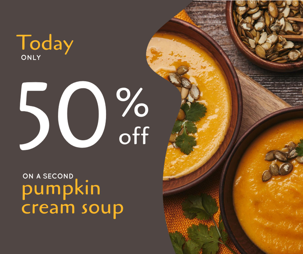 Autumn Pumpkin Cream Soup Facebook Design Template