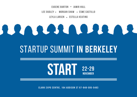 Ontwerpsjabloon van Poster A2 Horizontal van Aankondiging Startup Summit in blauw