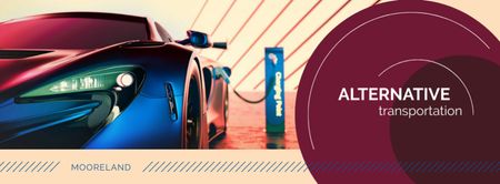 Charging electric car Facebook cover Design Template