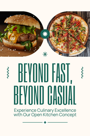 Fast Casual Restaurant Ad with Burger and Pizza Tumblr Design Template