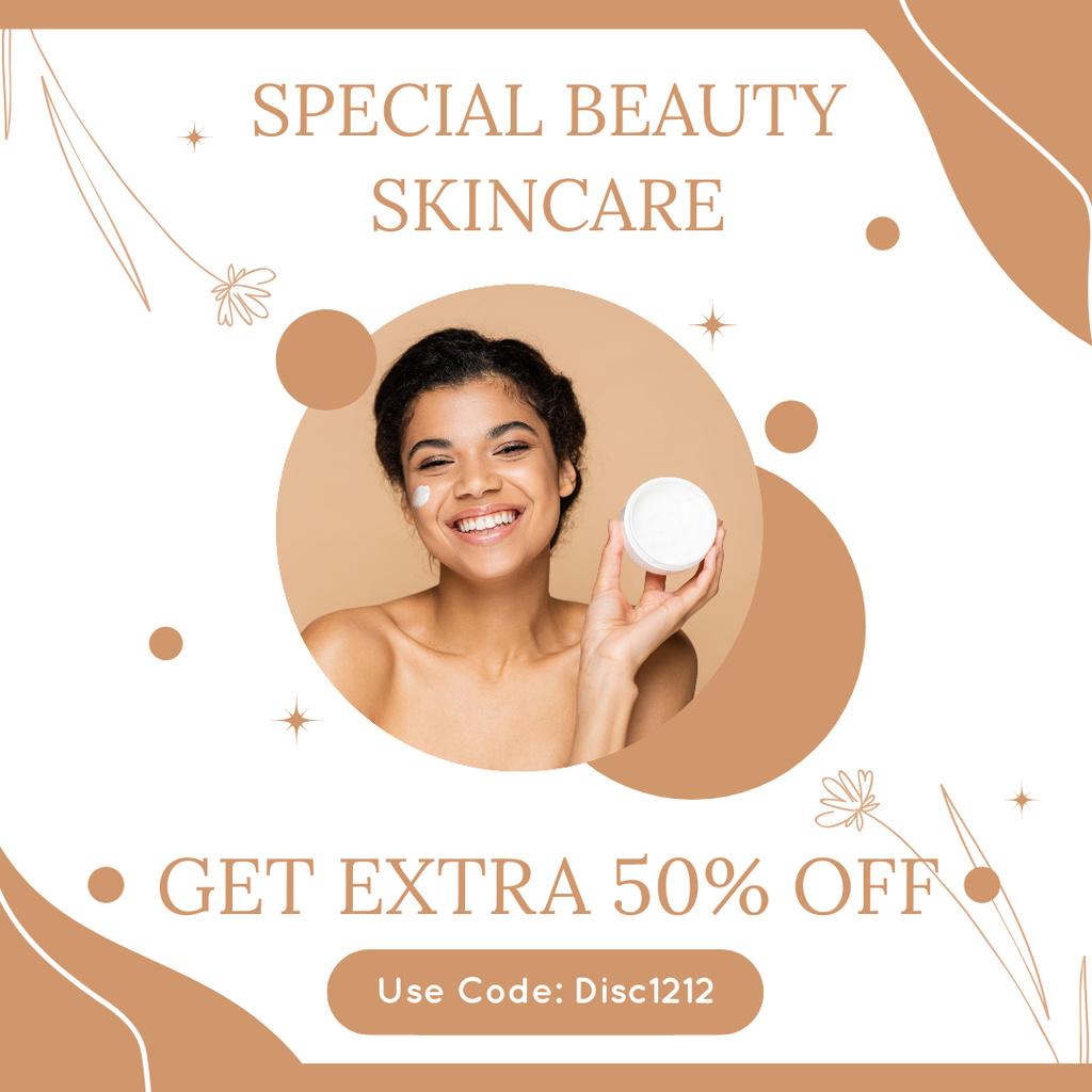 Special Promo Code Offer on Beauty Skincare Instagram AD Modelo de Design