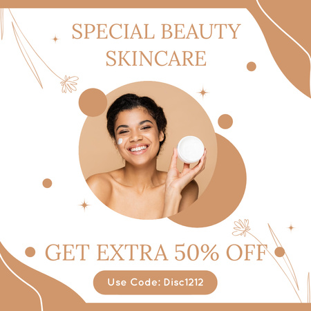 Special Promo Code Offer on Beauty Skincare Instagram AD Design Template
